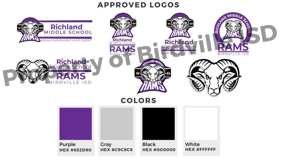 Birdville ISD logos and approved colors. Contact district for logos and details. 